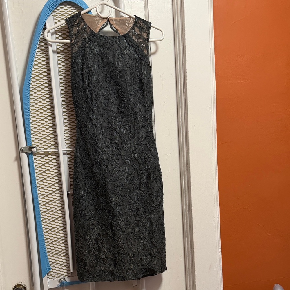 Ralph Lauren Gray Lace Midi Dress